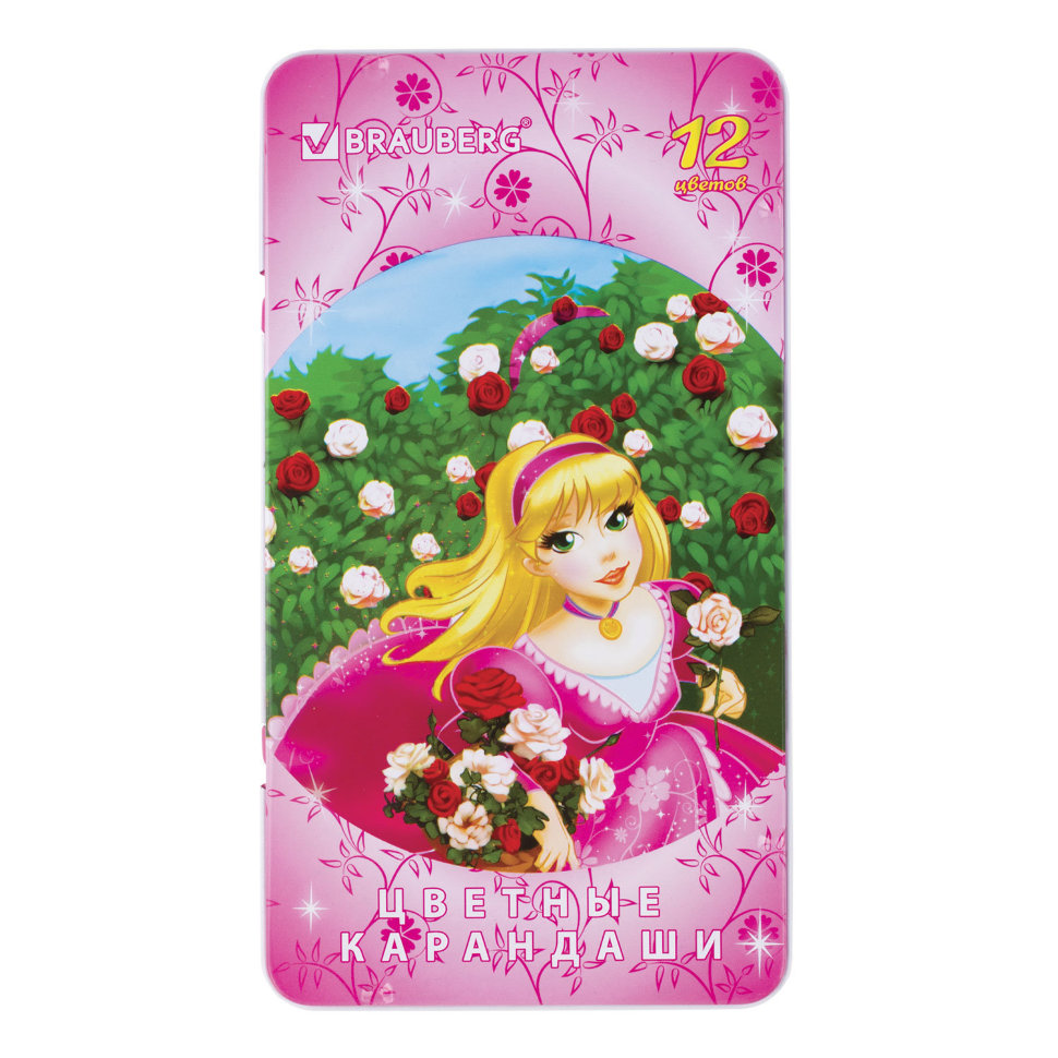Карандаши цветные Brauberg Rose Angel 12 цветов в коробке 180544 цена за 3 шт , 